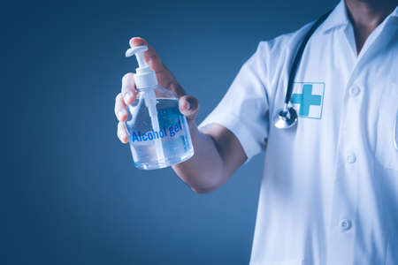 Hand sanitizer with 75 percent alcohol concentration, Alcohol gel reduces the accumulation of germs, prevents the Covid 19 virusの写真素材