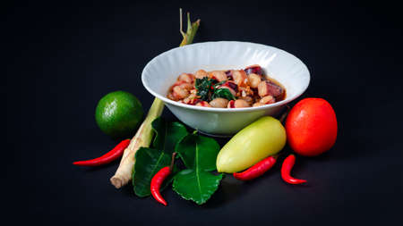 Stir Fried Basil with Squid.Thai food.の写真素材
