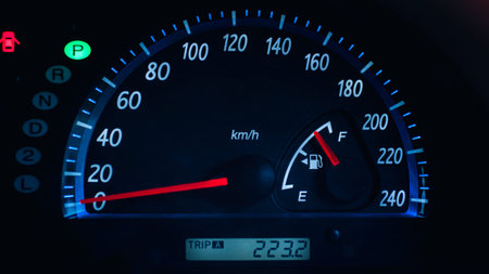 Speedometer of a car illuminated