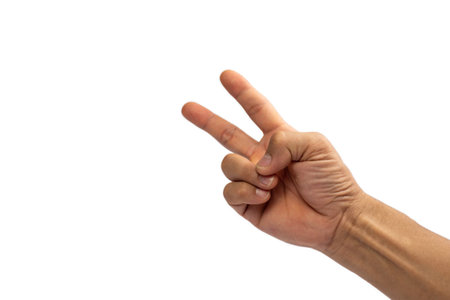 Hand gesture Clenched and extended the index and middle fingers to convey encouragement to fight the...