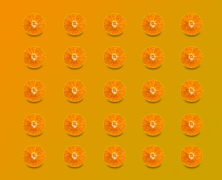 Background of juicy orange fruit on a gradient color background