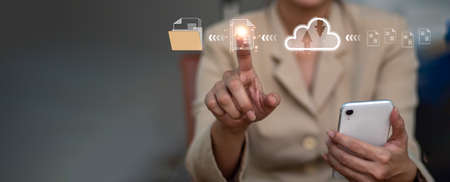 To properly handle files, knowledge, and documentation in an ERP-enabled firm, use a Document Management System (DMS), an online documentation database. The use of technology by corporationsの写真素材