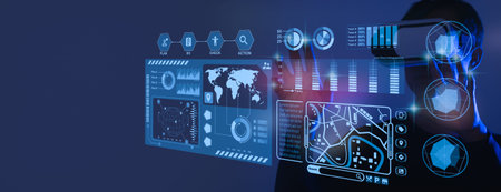 Metaverse and Business Technology Concepts Person with Metaverse Virtual Digital Technology Business...