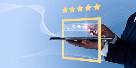 A man indicates an operator's symbol, which includes icons for after-sales services. Customer...