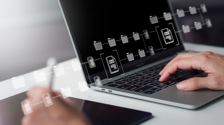 To properly manage files, knowledge, and documentation in an ERP-enabled company, use a Document Management System (DMS), an online documentation database. The use of technology by corporationsの写真素材