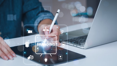 Idea for rebranding strategy. marketing, brand management. reviews marketing strategies with the intention of coming up with new name, , or design.modernizing the brand's environment, appearance.の写真素材