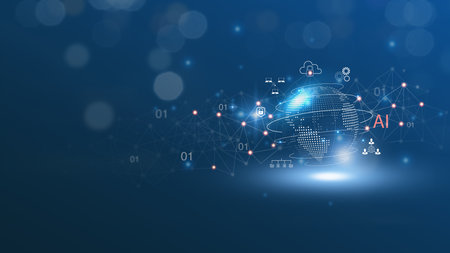 LLM AI deep learning uses generative AI for job support; in the context of AI prompt engineering, people interact with AI virtual assistant chatbots.  The FaaSの写真素材