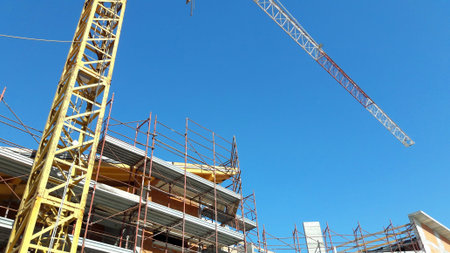 Work in progress on the construction site in summer - business