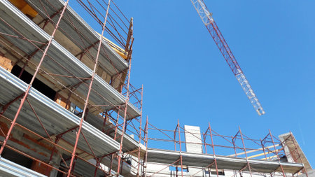 Work in progress on the construction site in summer - business