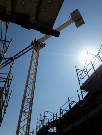 Work in progress on the construction site in the summer - build