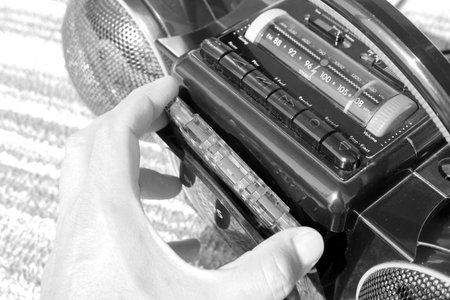 Vintage portable radio for audio cassettes to listen to music