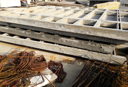 Work in progress on the construction site in winter