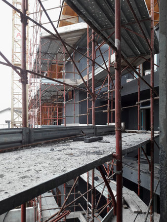 Work in progress on the construction site in the fall - business