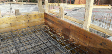 Work in progress on construction site in winter - business
