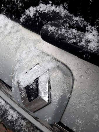 Milan, Italy - December 2, 2020 - Coat of arms and logo on the car - Renaultのeditorial素材