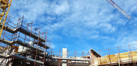 Work in progress on the construction site in the spring - business