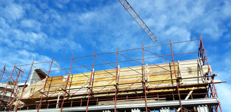 Work in progress on the construction site in the spring - business