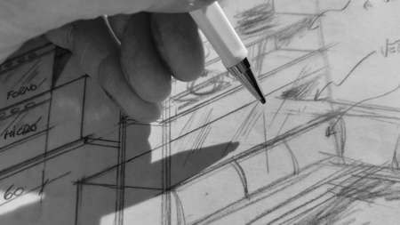 Architect who furnishes an apartment of one of his clientsの写真素材