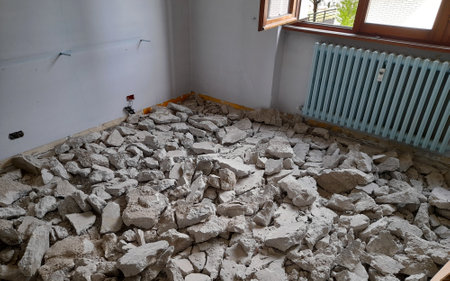 Building renovation of an apartment - work in progressの写真素材