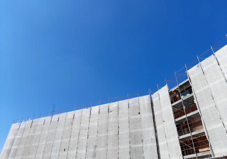 Work in progress on the construction site in autumn
