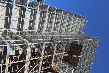 Work in progress at the construction site for building renovation