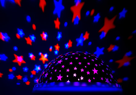 Starry sky in a child's room - lampの写真素材