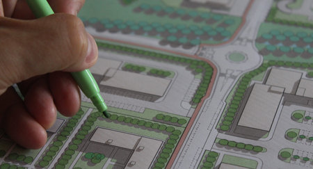 Urban architect designing a new neighborhood in the city