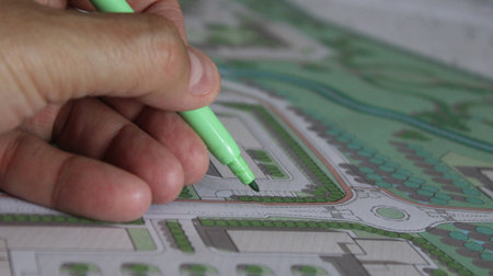 Urban architect designing a new neighborhood in the city