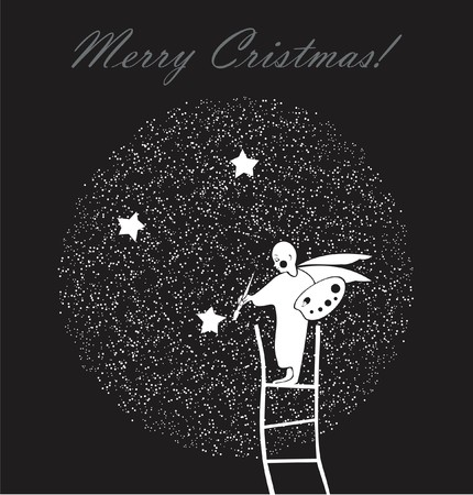 Christmas, New year, holiday, congratulation, angel, card, vacation, New Year\'s Eve.のイラスト素材