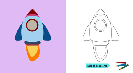 Student worksheet, rocket coloring. suitable for training children's creativity.のイラスト素材