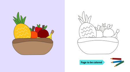 Student worksheet, coloring fruits. suitable for training children's creativity.のイラスト素材