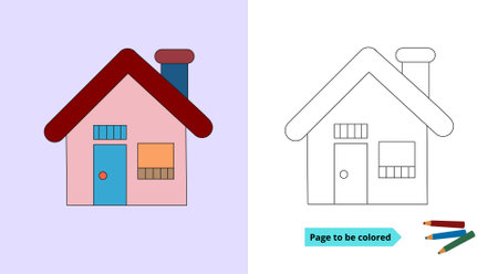 Student worksheet, house coloring. suitable for training children's creativity.のイラスト素材