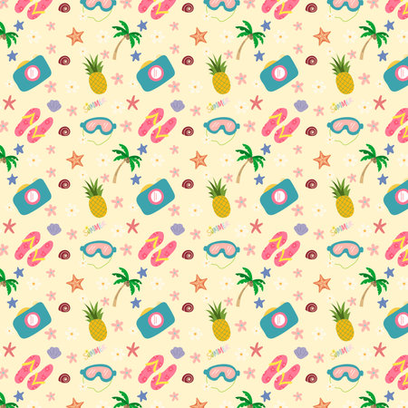 Seamless and colorful summer pattern. This design is suitable for scrapbooking, vinyl stickers,...