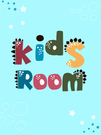 Colorful alphabet vector with kids room written on it, suitable for decorating kids room walls, children book pages and so on.のイラスト素材