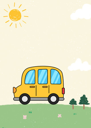 kids wall art illustration. Cute hand drawn design. Wallpaper background design for kids room decoration, baby room wall art, baby cards and toy covers.の写真素材