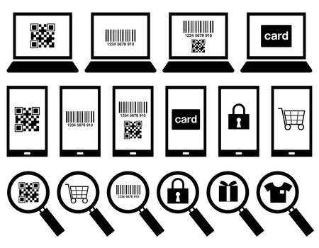 Barcode payment set that can be used for shops, internet shopping, etc.のイラスト素材