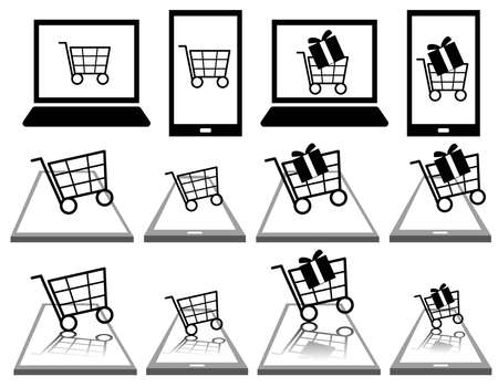 Basket set for internet shoppingのイラスト素材