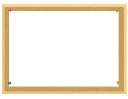Cork board with memo paper and copy paper attached, sidewaysのイラスト素材