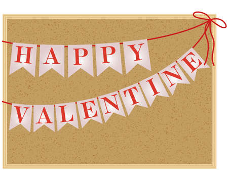 Horizontal board decorated with VALENTINE's Garlandのイラスト素材