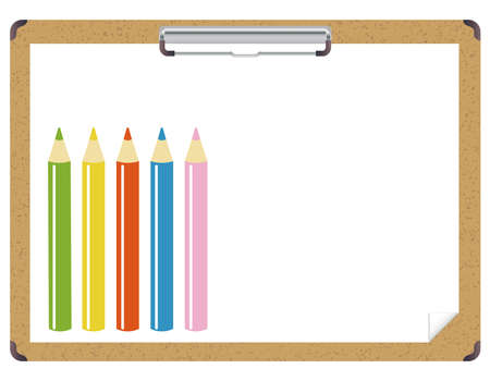 Cork plate, message board, colored pencil, binderのイラスト素材