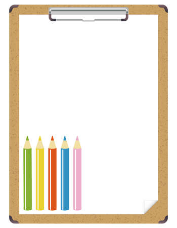 Cork plate, message board, colored pencil, binderのイラスト素材