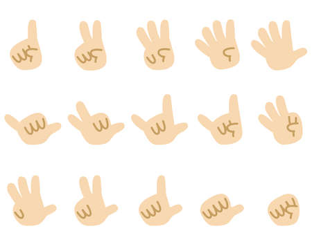 Simple various hand shape set, sign language, jankenのイラスト素材