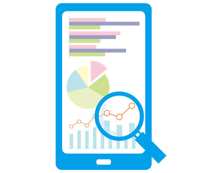The screen of the smartphone that searches and displays graphsのイラスト素材