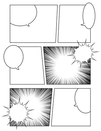 Manga, frames, concentrated lines, calloutsのイラスト素材