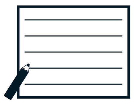 Simple frame and solid color of notepad and pencil with bordersのイラスト素材