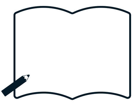 Simple frame of book, notebook, pencil, penのイラスト素材