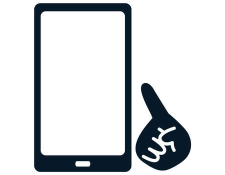 Silhouette of index finger clicking and tapping smartphone/ tabletのイラスト素材