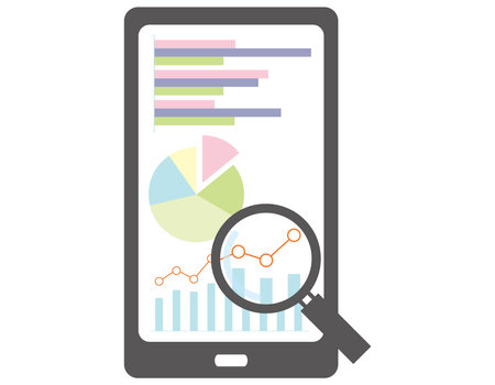 The screen of the smartphone that searches and displays graphsのイラスト素材