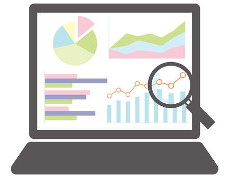 Pc screen displaying graphs by searchingのイラスト素材