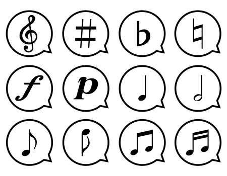 Various symbol sets and callouts of musicのイラスト素材
